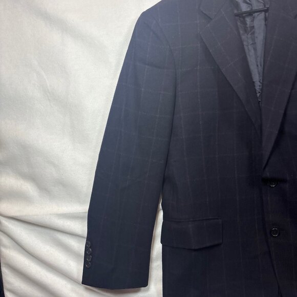 Brooks Brothers Madision 1818 Navy Blue Checked Pattern Mens Blazer  2 Button 42 - Picture 7 of 16